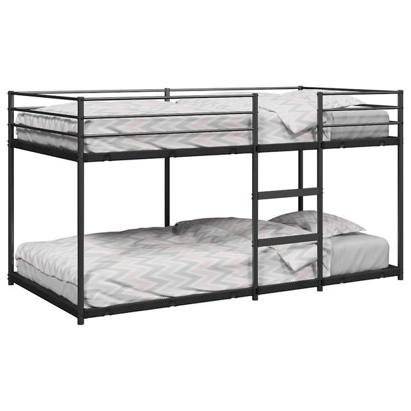 vidaXL Poschodová posteľ bez matraca Čierna 90x200 cm Oceľ