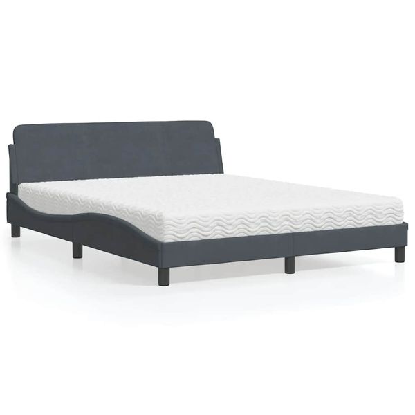 vidaXL Posteľ s matracom Dover tmavosivý 160x200 cm zamat