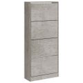 vidaXL Botník betónovo sivý 63x24x147 cm spracované drevo