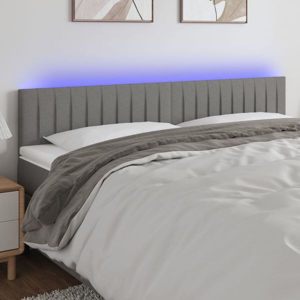 vidaXL Čelo postele s LED tmavosivé 160x5x78/88 cm látka