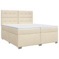 vidaXL Posteľ boxspring s matracom Krémová 200 x 200 cm Látka