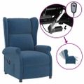 vidaXL Elektrické sklápacie kreslo wingback modré látka