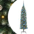 vidaXL Umelý chudý vianočný strom Zelená a biela 150 cm