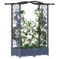 vidaXL Vyvýšený záhon s mriežkou a strechou Sivá 124 x 40 x 123 cm PP