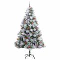 vidaXL Umelý vianočný stromček Zelená a biela 210 cm PVC, kov a plast