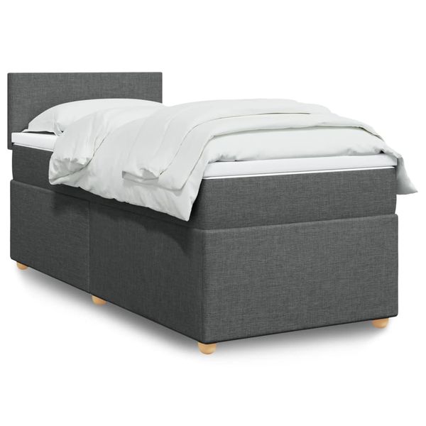 vidaXL Posteľný rám boxsping s matracom tmavosivý 80x200 cm látka
