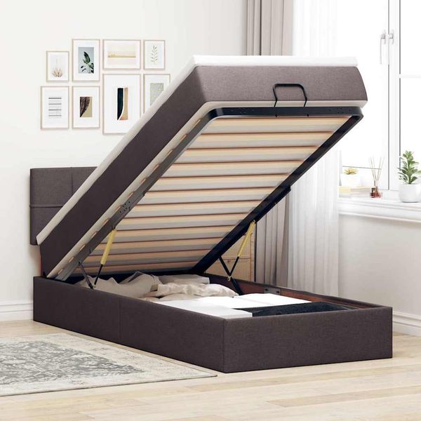 vidaXL Osmanský rám postele s matracom tmavohnedá 80x200 cm látka