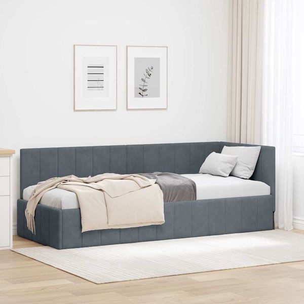 vidaXL Rohový rám postele Tmavo šedá 80 cm x 200 cm Zamat