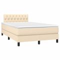 vidaXL Boxspring posteľ s matracom krémový 120x200 cm látka