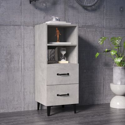 vidaXL Komoda betónovo sivá 34,5x34x90 cm spracované drevo