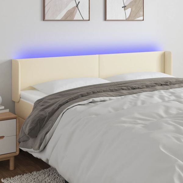 vidaXL Čelo postele krémové 203x16x78/88 cm umelá koža