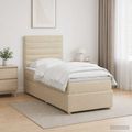 vidaXL LED boxspring posteľ s matracom Krémová 90 x 190 cm Látka