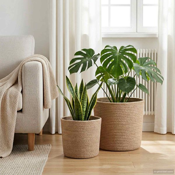 vidaXL Súprava kvetináčov 2 pcs Prírodná Ø 28 x 28 cm 100% Tossa juta