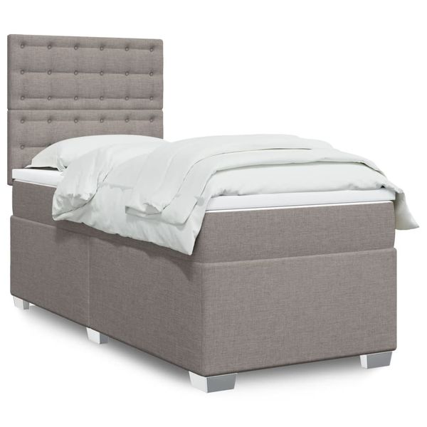 vidaXL Posteľný rám boxspring s matracom sivohnedý 90x190 cm látka