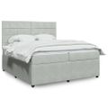 vidaXL Posteľný rám boxsping s matracom bledosivý 200x200 cm zamat