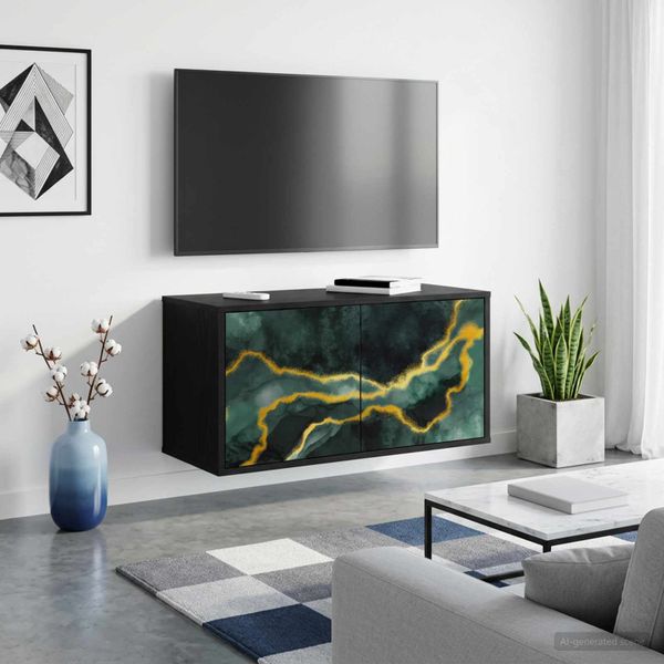 vidaXL Nástenný TV kabinet WIJHE 69 x 33 x 40 cm Čierny dub