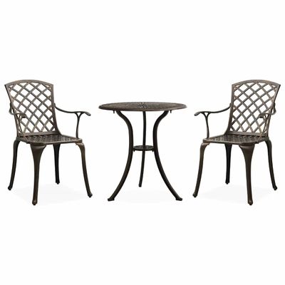 vidaXL 3-dielna bistro súprava liaty hliník bronzová