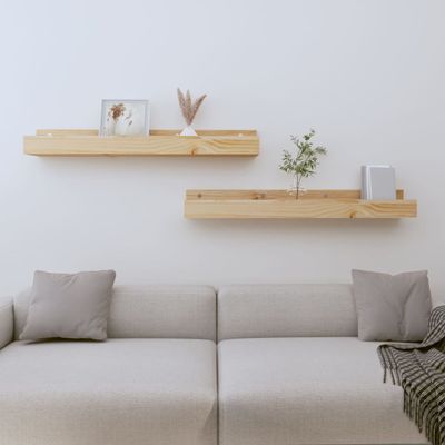 vidaXL Nástenné skrinky 2 ks 80x12x9 cm masívna borovica