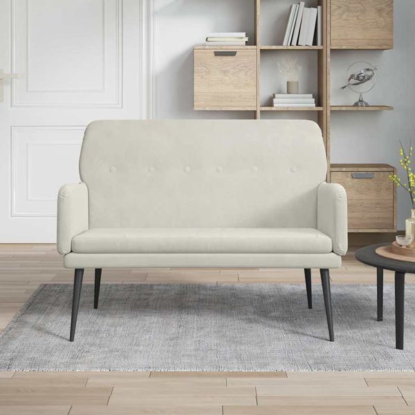 vidaXL Lavička krémová 108x79x79 cm zamat