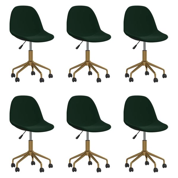 3086108 vidaXL Swivel Dining Chairs 6 pcs Dark Green Velvet(3x333498)