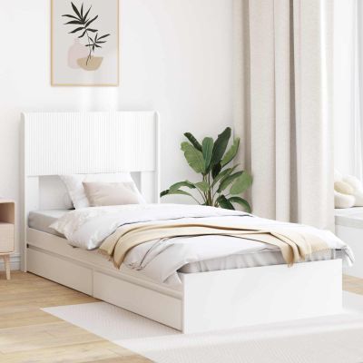 vidaXL Posteľový rám s úložným priestorom a čelom Biela 75 x 190 cm