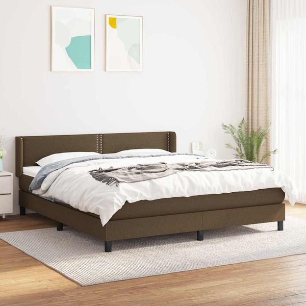 vidaXL Boxspring posteľ s matracom tmavohnedá 160x200 cm látka