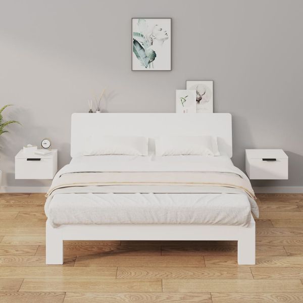 vidaXL Nástenné nočné stolíky 2 ks lesklé biele 34x30x20 cm