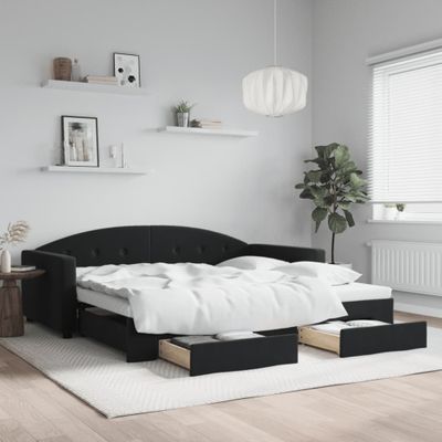 vidaXL Rozkladacia denná posteľ so zásuvkami čierna 100x200 cm zamat