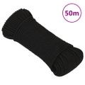 vidaXL Pracovné lano čierne 4 mm 50 m polyester