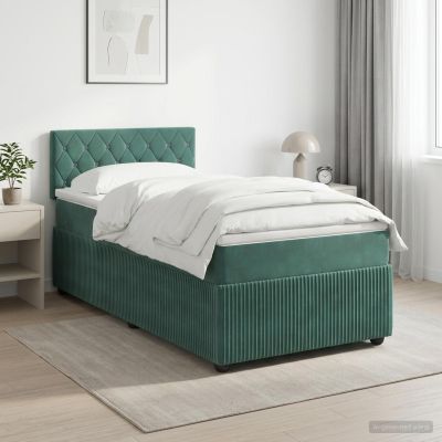 vidaXL Posteľ boxspring s matracom Tmavozelená 100 x 200 cm Zamat