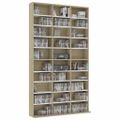 vidaXL Skrinka na CD, biela a sonoma 102x23x177,5 cm, kompozitné drevo