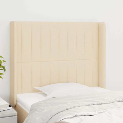 vidaXL Čelo postele so záhybmi krémové 93x16x118/128 cm látka