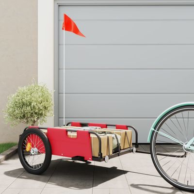 vidaXL Príves na bicykel, červený, oxfordská látka, železo