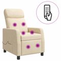 vidaXL Masážne relaxačné kreslo Krémová Látka