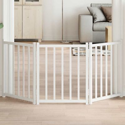 vidaXL Brána pre psa skladacia 3 panely 150 cm masívne jedľové drevo