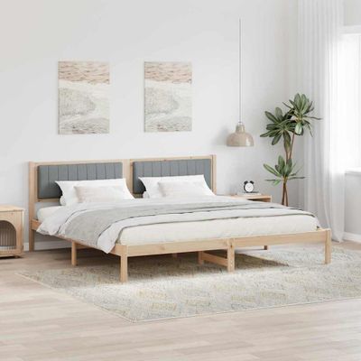 vidaXL Rám postele Svetlosivá 200 x 200 cm Masívne borovicové drevo