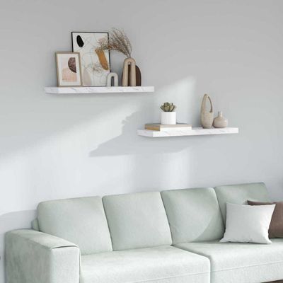 vidaXL Stenná polica Nástenný 2 pcs Biely mramor 90 x 23,5 x 4 cm