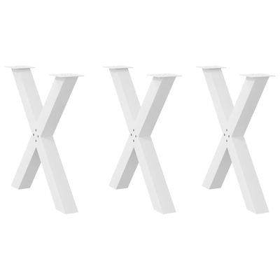 vidaXL Nohy k jedálenskému stolu v tvare X, 3 ks, biele, 70 x (72-73) cm, oceľové