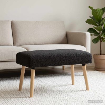 vidaXL lavička Jednofarebný Čierna 80 x 40 x 46 cm Bouclé