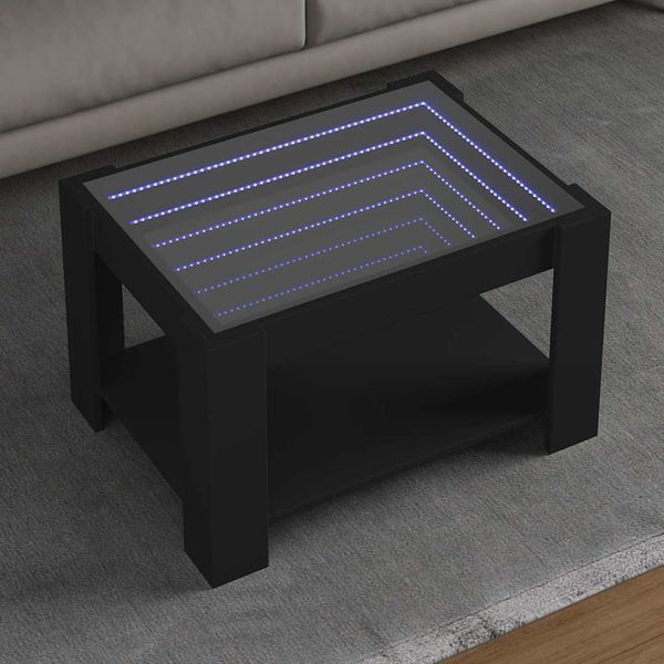 vidaXL Konferenčný stolík s LED čierny 73x53x45 cm kompozitné drevo