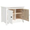 vidaXL Konferenčný stolík biely 71x49x55 cm borovicový masív