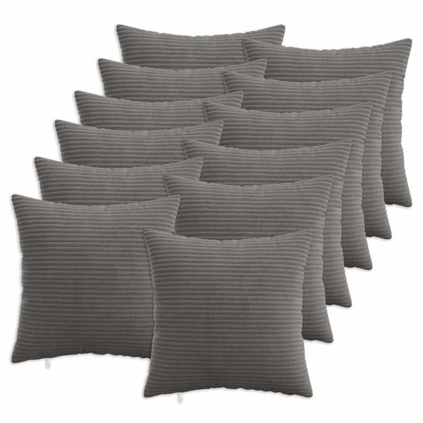 vidaXL Poťah na podložku 12 pcs HEERLEN Tmavosivá 40 x 40 cm manšestr