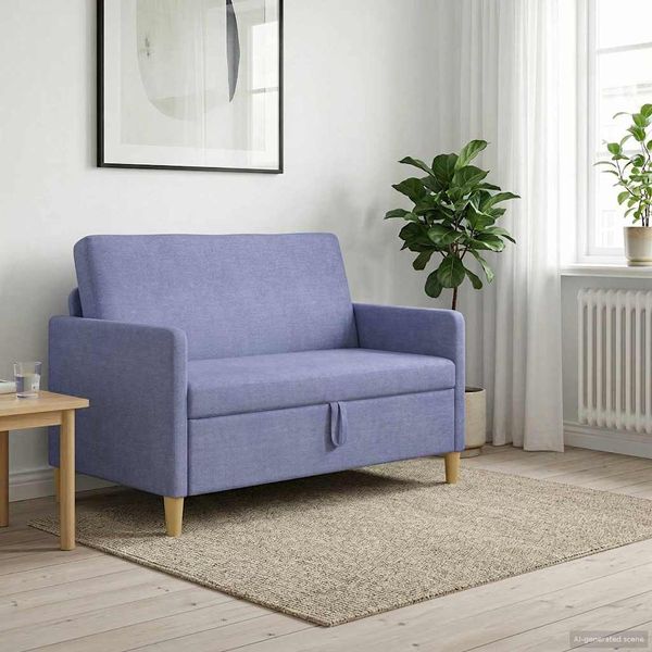 vidaXL Sofa s úložným priestorom Modrá džínovina 122 x 78 x 87 cm