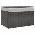vidaXL Kôš na bielizeň s vekom sivý 55,5x35x34 cm polyratan