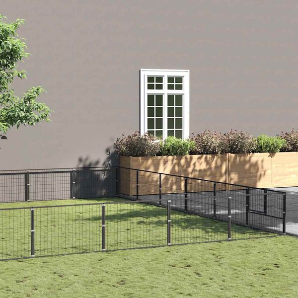 vidaXL Koterec pre psov čierny 60 m² oceľ