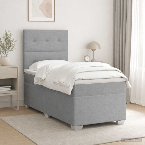 vidaXL Posteľ boxspring s matracom Svetlosivá Jednoduchý Látka