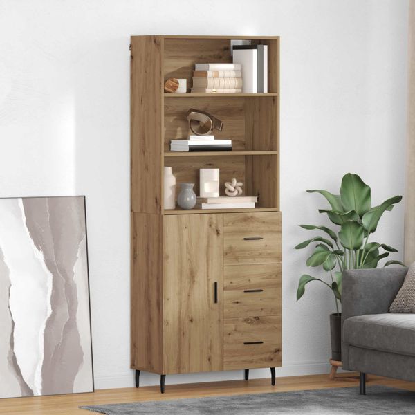 vidaXL Highboard so zásuvkou Remeselný dub 69,5 x 34 x 180 cm