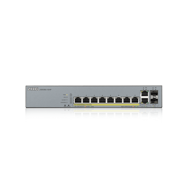 ZYXEL GS1350-12HP 12 portový spravovaný CCTV PoE switch, 130W