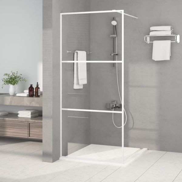 vidaXL Sprchová zástena biela 90x195 cm priehľadné ESG sklo