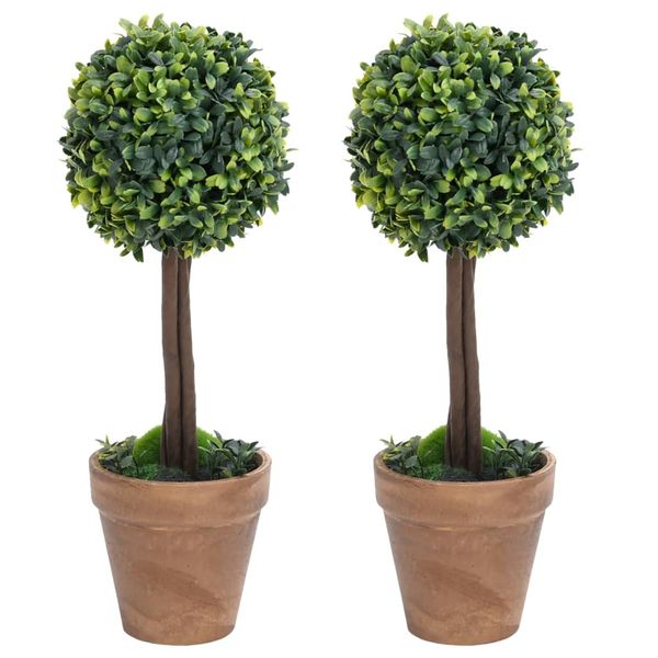 vidaXL Umelé krušpány v tvare gule 2 ks s črepníkmi zelené 41 cm